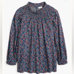J. Crew printed smocked neck top in Medium size